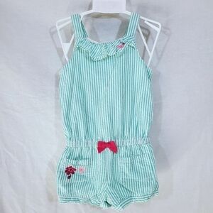 Gymboree Green & White Striped Jumper Romper